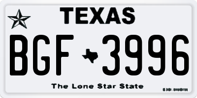 TX license plate BGF3996