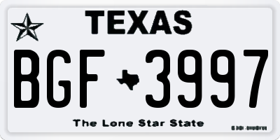 TX license plate BGF3997