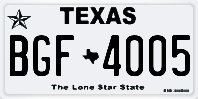 TX license plate BGF4005