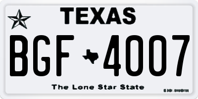 TX license plate BGF4007