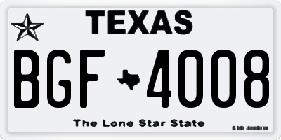 TX license plate BGF4008