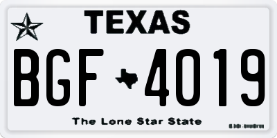 TX license plate BGF4019