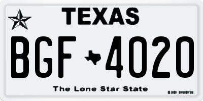 TX license plate BGF4020