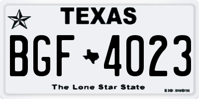 TX license plate BGF4023
