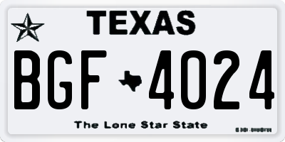 TX license plate BGF4024