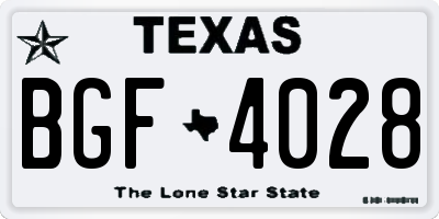 TX license plate BGF4028