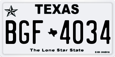 TX license plate BGF4034