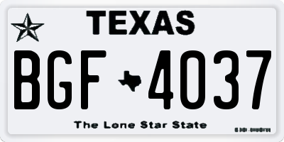 TX license plate BGF4037