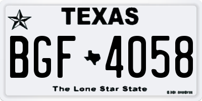 TX license plate BGF4058