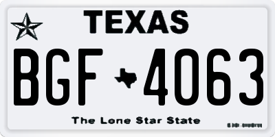 TX license plate BGF4063