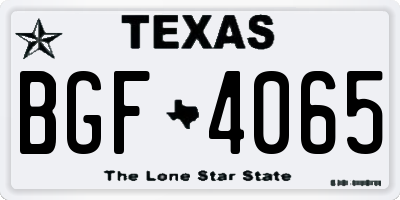 TX license plate BGF4065