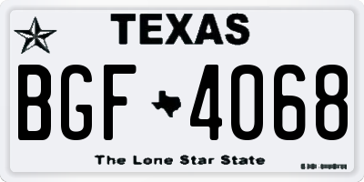 TX license plate BGF4068