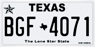 TX license plate BGF4071