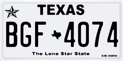 TX license plate BGF4074