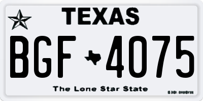 TX license plate BGF4075