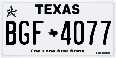 TX license plate BGF4077