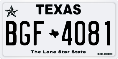TX license plate BGF4081