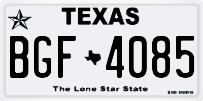 TX license plate BGF4085