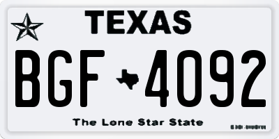 TX license plate BGF4092