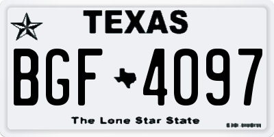 TX license plate BGF4097