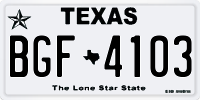 TX license plate BGF4103