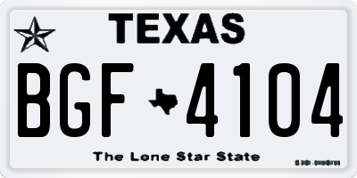TX license plate BGF4104