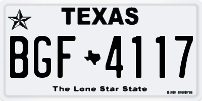 TX license plate BGF4117