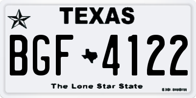 TX license plate BGF4122