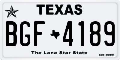 TX license plate BGF4189