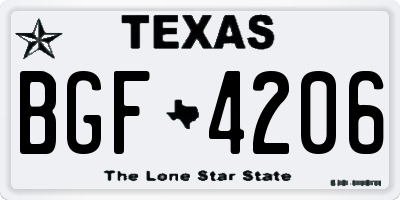 TX license plate BGF4206