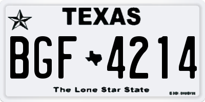 TX license plate BGF4214