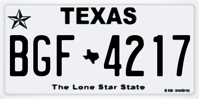 TX license plate BGF4217
