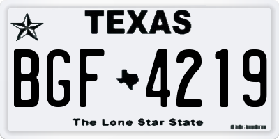 TX license plate BGF4219