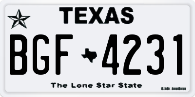 TX license plate BGF4231