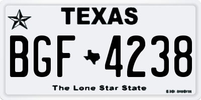 TX license plate BGF4238
