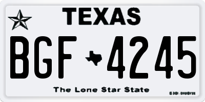 TX license plate BGF4245