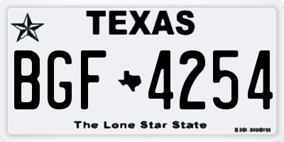 TX license plate BGF4254
