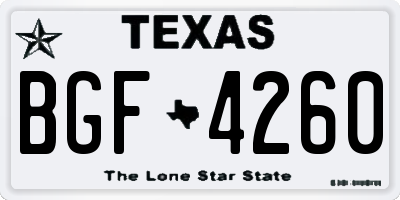 TX license plate BGF4260