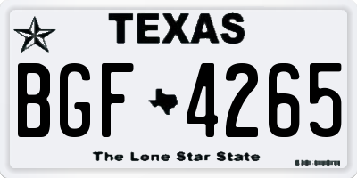 TX license plate BGF4265