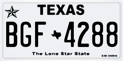 TX license plate BGF4288