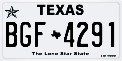 TX license plate BGF4291