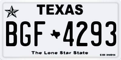 TX license plate BGF4293