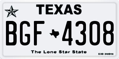 TX license plate BGF4308