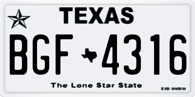 TX license plate BGF4316