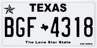 TX license plate BGF4318