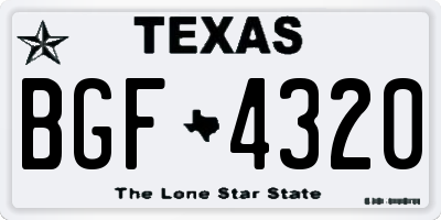 TX license plate BGF4320