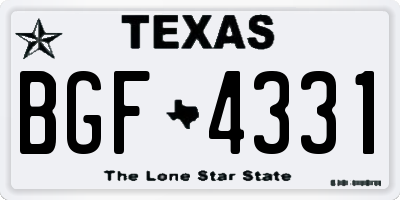 TX license plate BGF4331