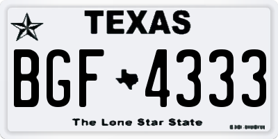 TX license plate BGF4333
