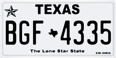 TX license plate BGF4335