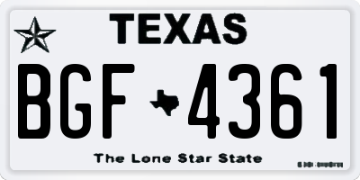 TX license plate BGF4361